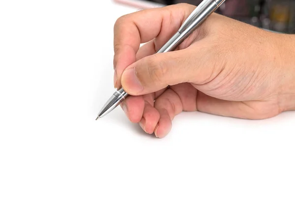 Halten Sie Einen Stift Auf Weißem Hintergrund — Stockfoto