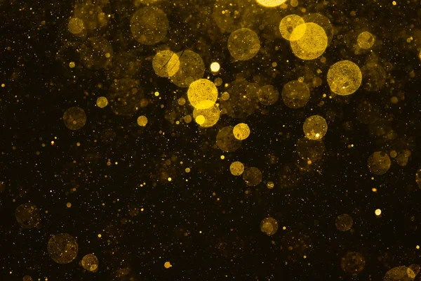 Gold Bokeh Von Lichtern Auf Schwarzem Hintergrund — Stockfoto