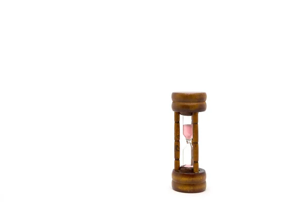 Wood Grain Hourglass White Background — Stock Photo, Image