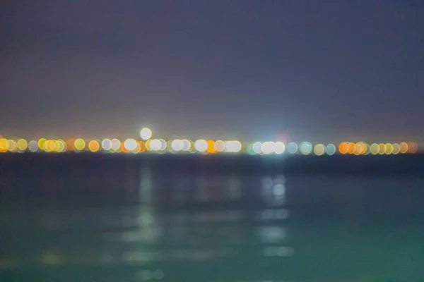 Bokeh Noite Fundo Praia — Fotografia de Stock