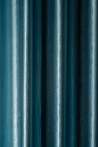 Закрыть Ярко Голубой Занавес Ткани Текстильной Текстуры Использовать Фона — стоковое фото