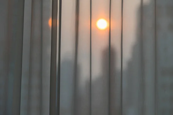 Białe Zasłony Słońce Rano Natura Tło — Zdjęcie stockowe