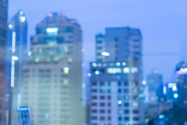 Wazig Beeld Van Stad Scape Gebouw Nacht Met Licht Bokeh — Stockfoto