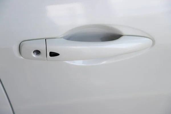Color Detail White Car Door New Car Handle – stockfoto