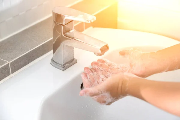 Washing Your Hands Soap Cleaning Helps Prevent Germs Covid — Stockfoto
