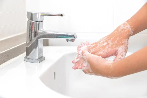 Washing Your Hands Soap Cleaning Helps Prevent Germs Covid — Stock Photo, Image