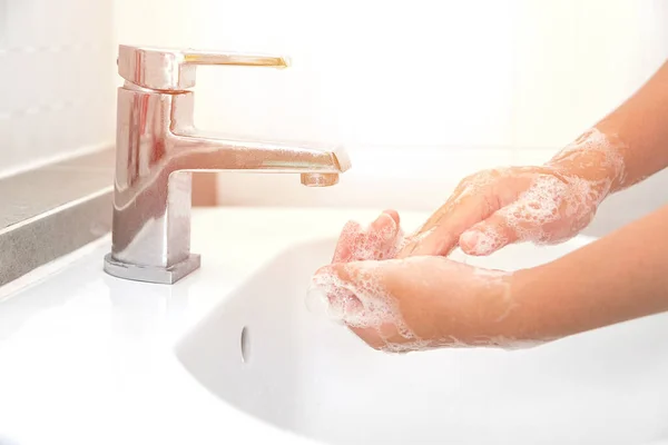 Washing Your Hands Soap Cleaning Helps Prevent Germs Covid — Stock Photo, Image
