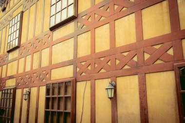 Vintage wooden house wall background