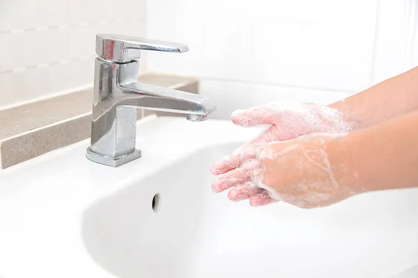 Washing Your Hands Soap Cleaning Helps Prevent Germs Covid — Stock Photo, Image