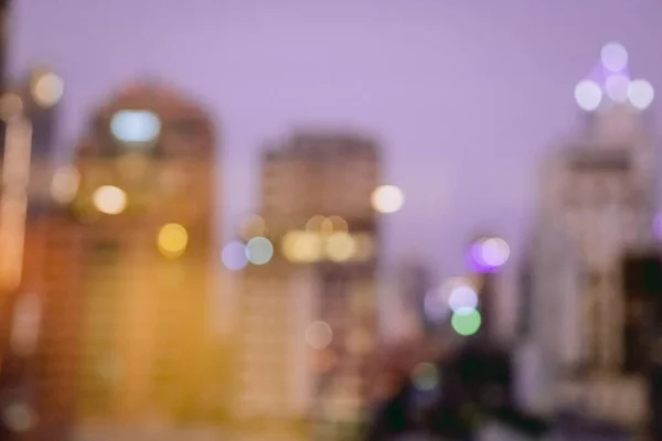 Wazig Beeld Van Stad Scape Gebouw Nacht Met Licht Bokeh — Stockfoto