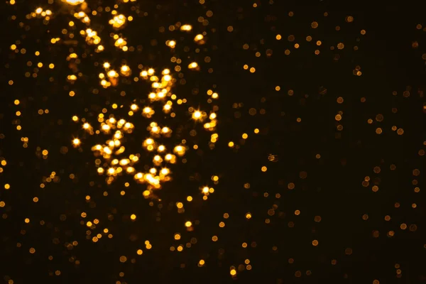 Gold Bokeh Lights Black Background — Stock Photo, Image