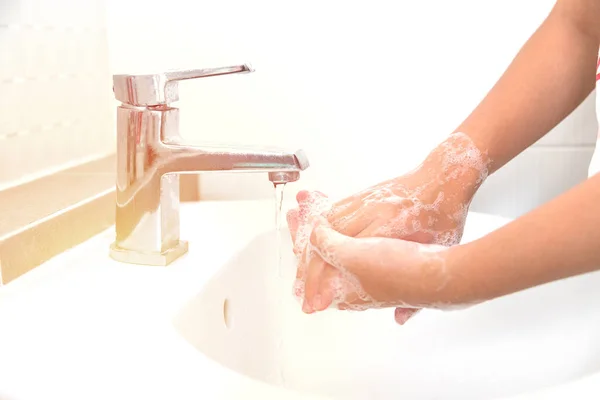 Washing Your Hands Soap Cleaning Helps Prevent Germs Covid — Stock Photo, Image