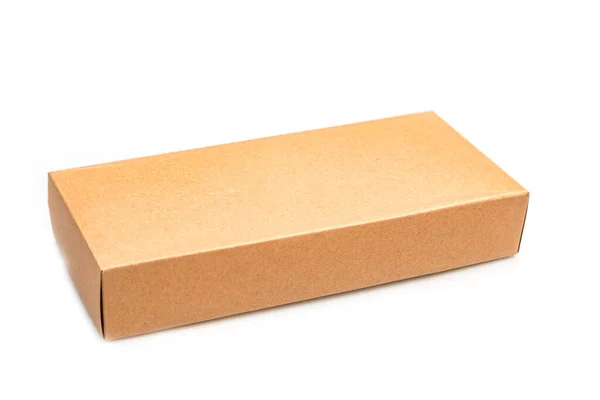 Cerrar Caja Cartón Aislado Sobre Fondo Blanco —  Fotos de Stock