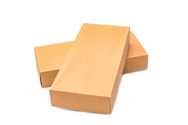 Close Cardboard Box Isolated White Background — Stock Photo, Image