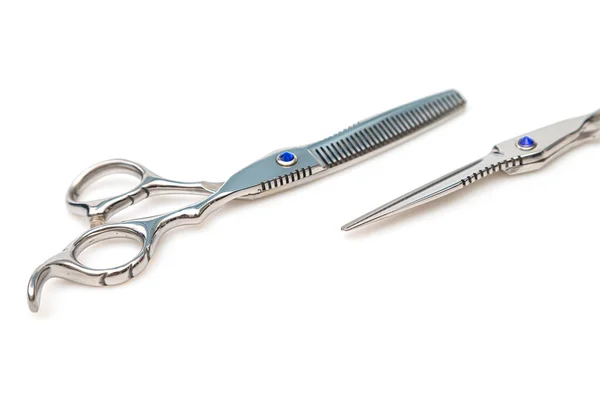 Set Hairdressing Scissors Haircuts Isolated White Background Royalty Free Stock Images
