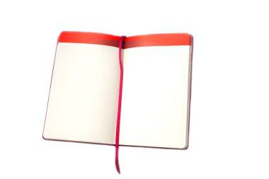 Red blank notebook  on white background