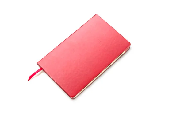 Red Blank Notebook White Background — Photo