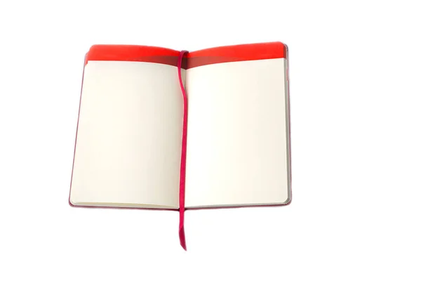 Red Blank Notebook White Background — Stok fotoğraf