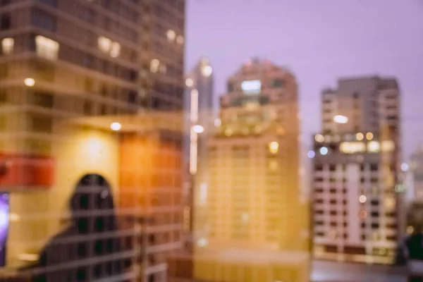 Wazig Beeld Van Stad Scape Gebouw Nacht Met Licht Bokeh — Stockfoto