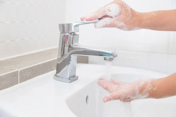 Washing Your Hands Soap Cleaning Helps Prevent Germs Covid — Stockfoto