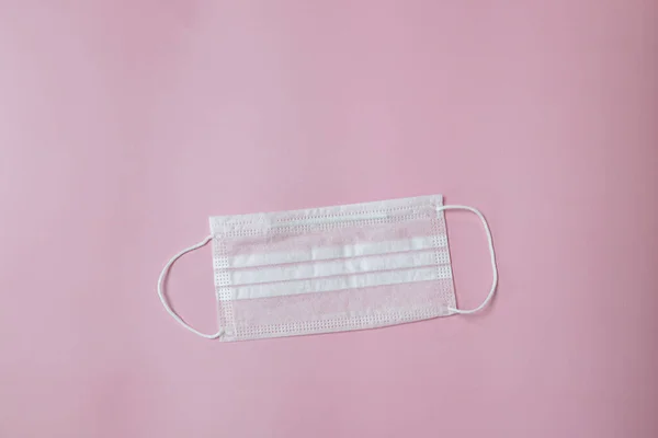 Face Mask Help Prevent Infection Covid Pink Background — Photo