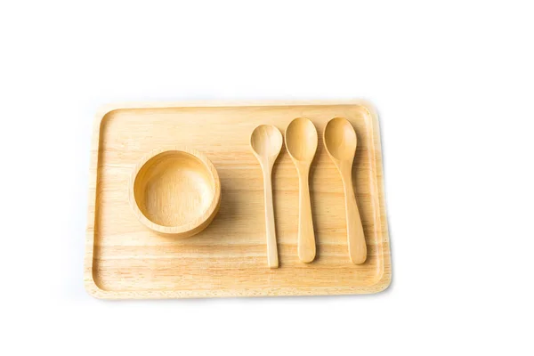 Food Tray Set Wooden Cutlery — Fotografia de Stock