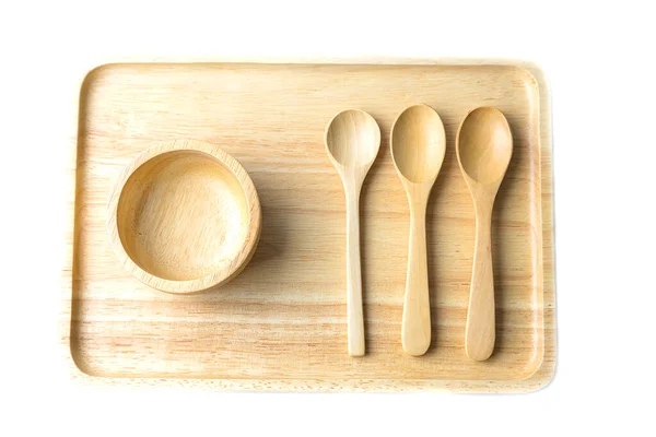 Food Tray Set Wooden Cutlery — 图库照片