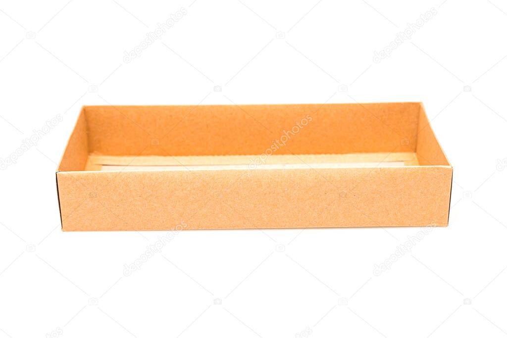 Close up Cardboard box isolated on a white background