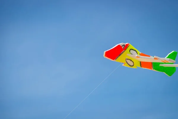 The toy plane is made of colorful foam to catch the wind on the beach.