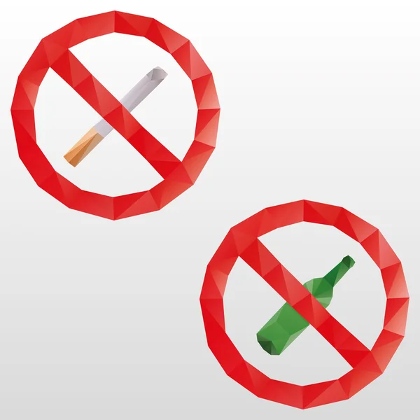 No smoking and no alcohol vector signs — Stock Vector