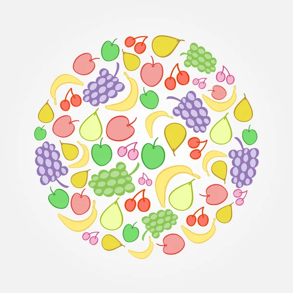 Ícone de vetor de doodle de frutas brilhantes — Vetor de Stock