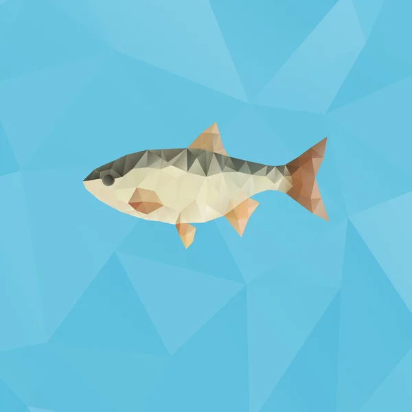 Poisson fait avec des triangles sur fond polygonal bleu — Image vectorielle