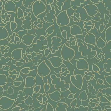 Dikişsiz vektör yeşil sonbahar retro desenle bırakır