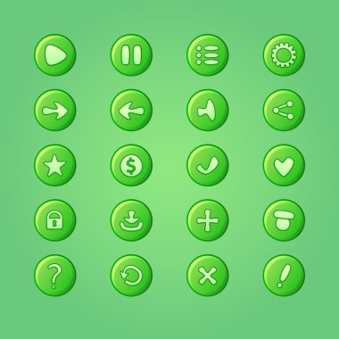 UI oyun tasarımı (g için mobil parlak yeşil vektör öğeleri kümesi