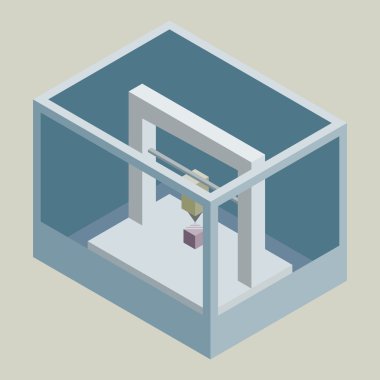 Vector isometric 3D printer clipart