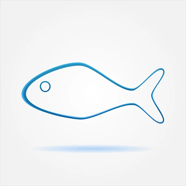 Tanda desain minimal ikan vektor biru - Stok Vektor