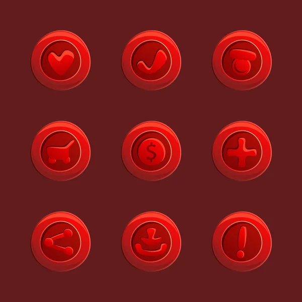 Ui のゲームのための赤いベクトル要素のセット — ストックベクタ