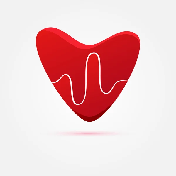 Battito cardiaco vettoriale nel cuore rosso - icona medica — Vettoriale Stock