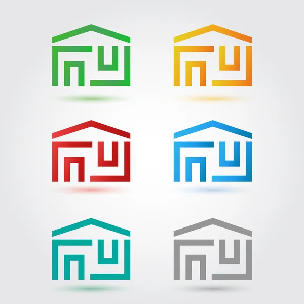 Abstraktní domů ikony v různých barvách — Stockový vektor