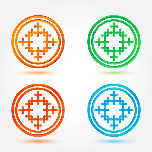 Abstract vector icons set made of circles and crosses — Stock Vector
