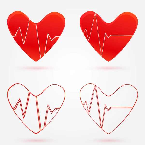 Conjunto de corazones late grafo vector iconos — Vector de stock