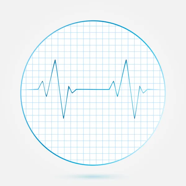 Vector latidos del corazón cardiograma icono azul — Vector de stock