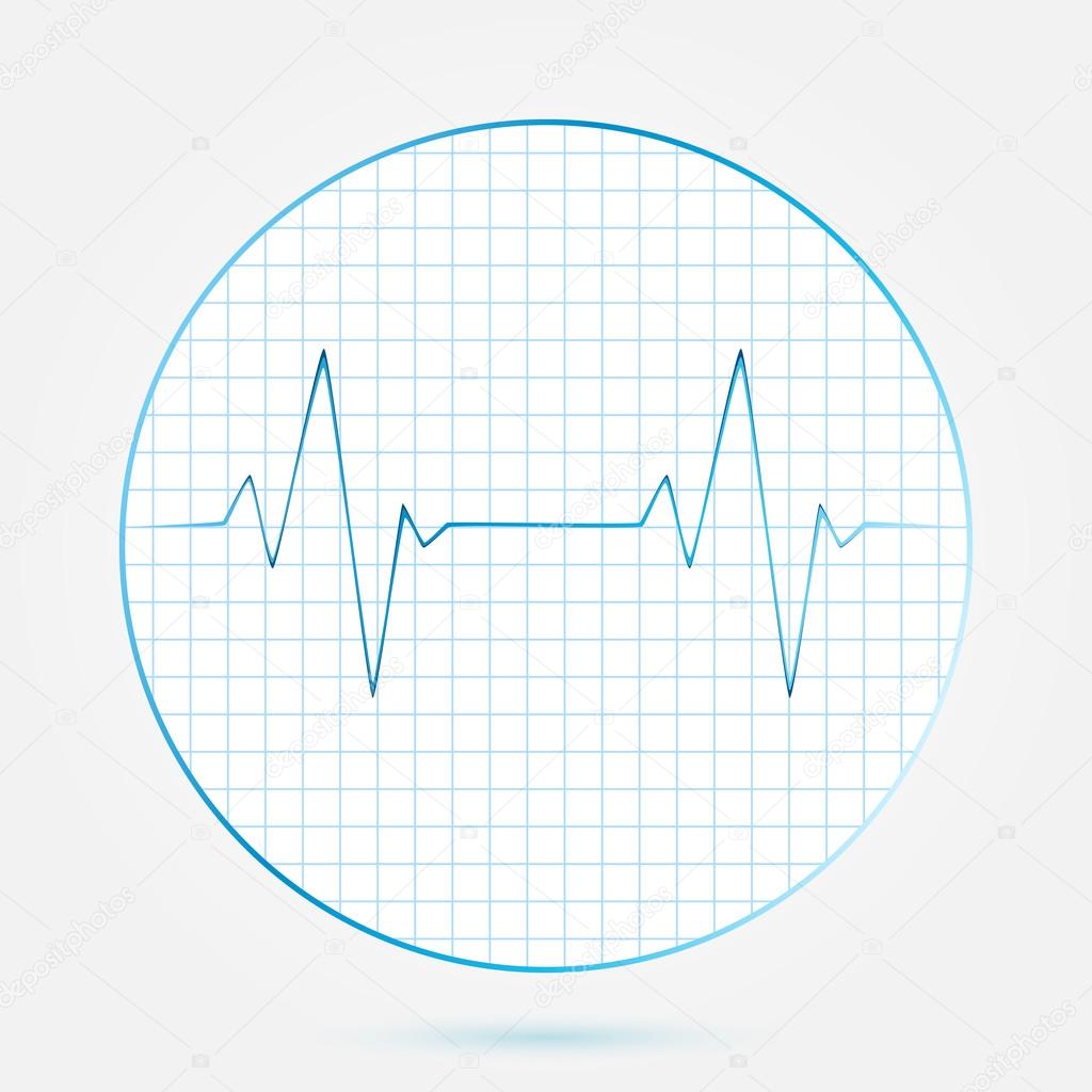 Vector heart beats cardiogram blue icon