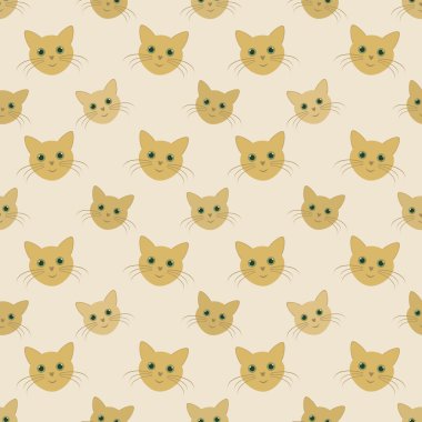 sarı kedi - Dikişsiz çocuk vektör desen yüzler