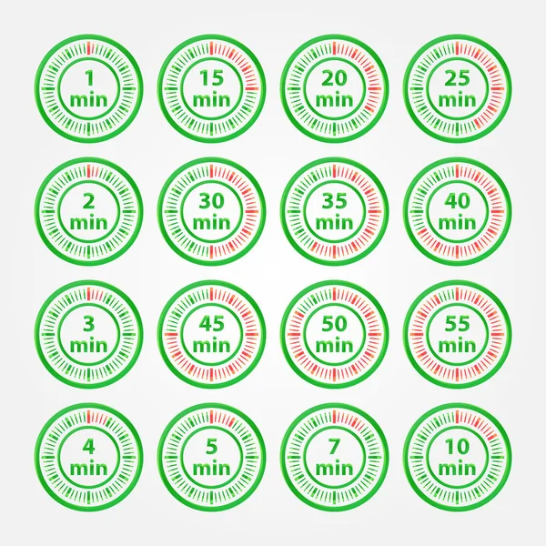 Set astratto vettore di timer - icone timer verde — Vettoriale Stock