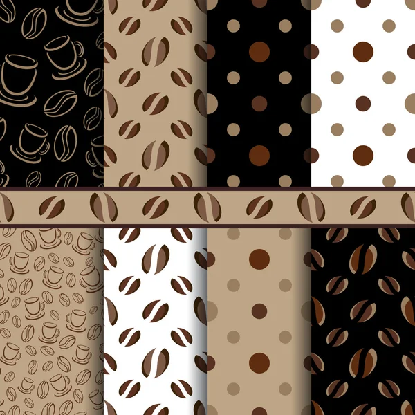 Granos de café patrón sin costura - conjunto de vectores — Archivo Imágenes Vectoriales