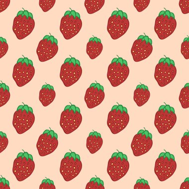 tatlı kırmızı çilek - vektör seamless modeli