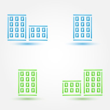 minimal binalar simgeler - basit ev simgesi mavi vektör ve