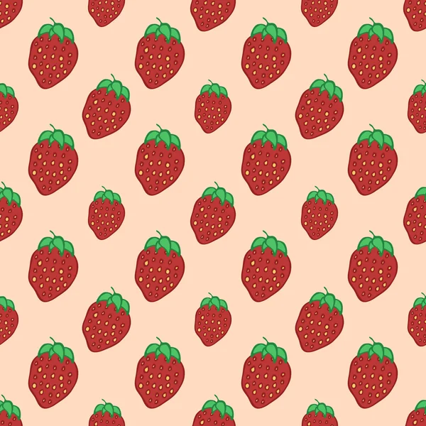 甘い赤いイチゴ - シームレスなパターン ベクトル — ストックベクタ