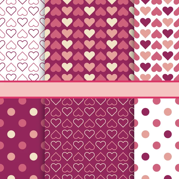 Conjunto vectorial de patrones de vectores románticos sin costura (azulejos) - rosa — Vector de stock